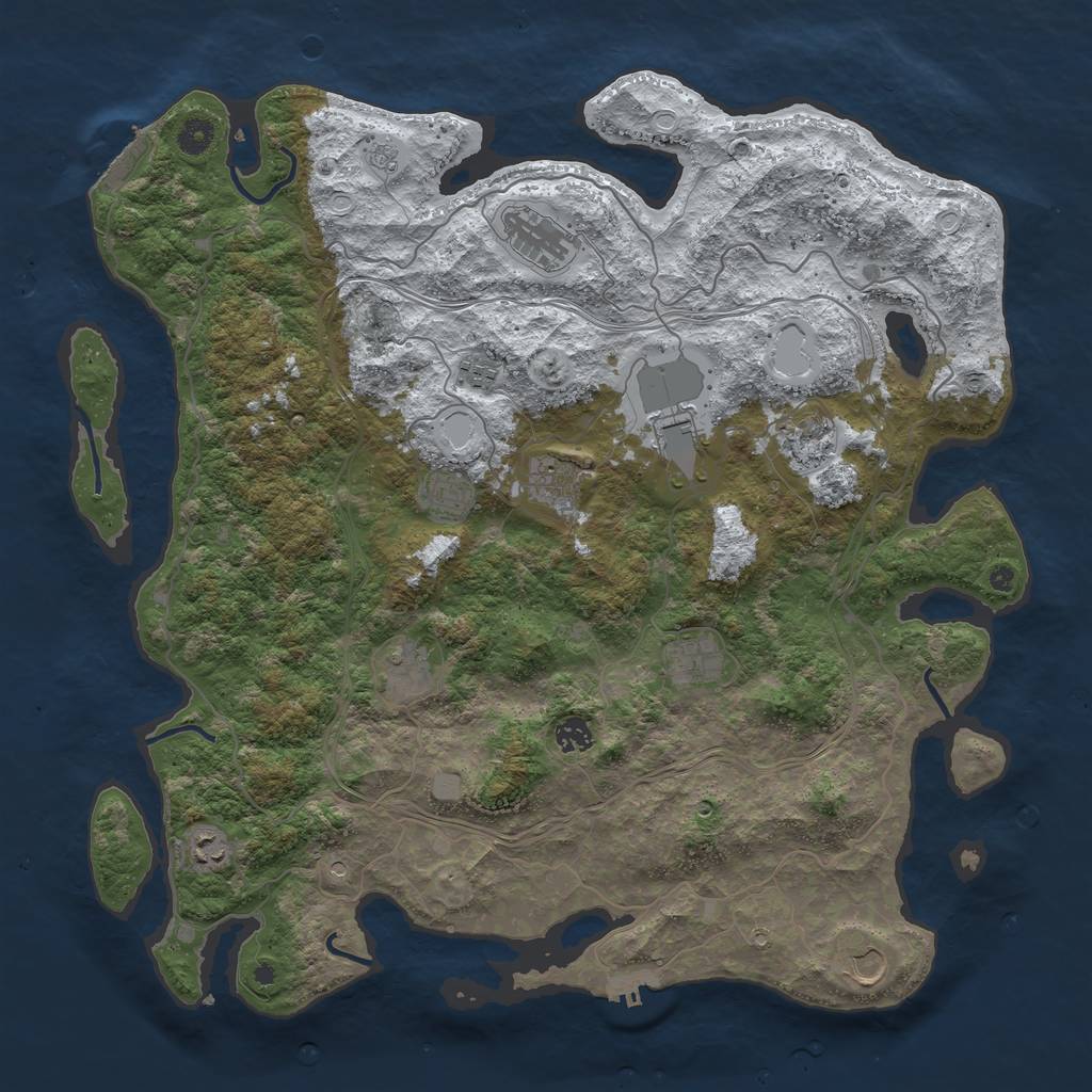 Rust Map: Procedural Map, Size: 4500, Seed: 551349357, 20 Monuments