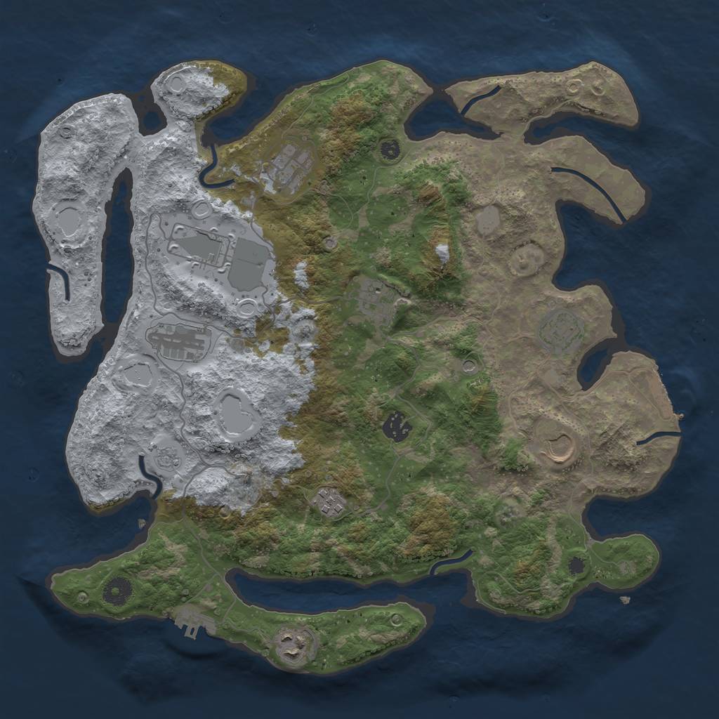 Rust Map: Procedural Map, Size: 3800, Seed: 882326836, 18 Monuments