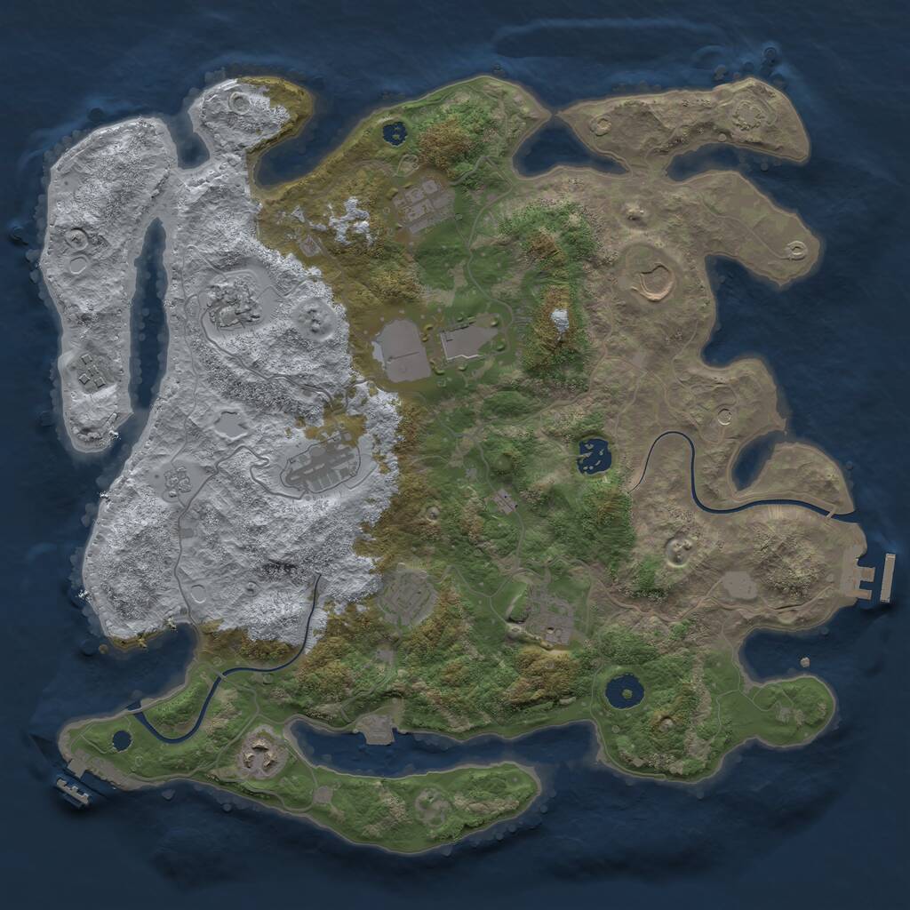 Rust Map: Procedural Map, Size: 3800, Seed: 882326836, 16 Monuments