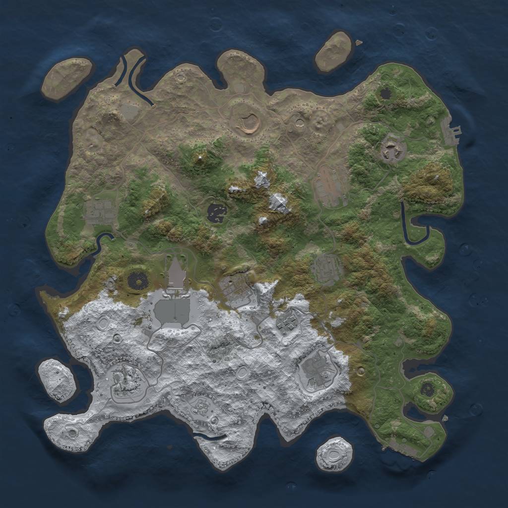 Rust Map: Procedural Map, Size: 3800, Seed: 171161721, 20 Monuments