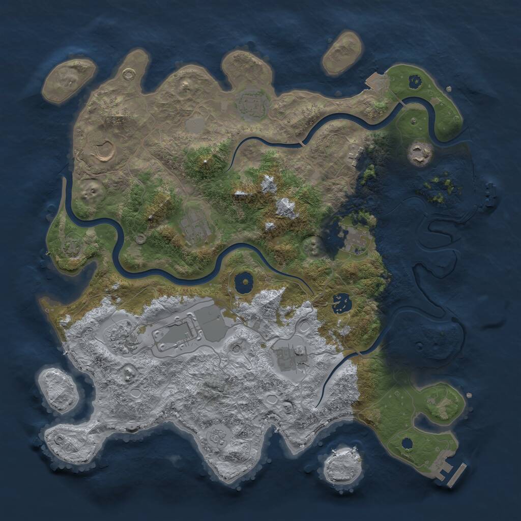 Rust Map: Procedural Map, Size: 3800, Seed: 171161721, 16 Monuments
