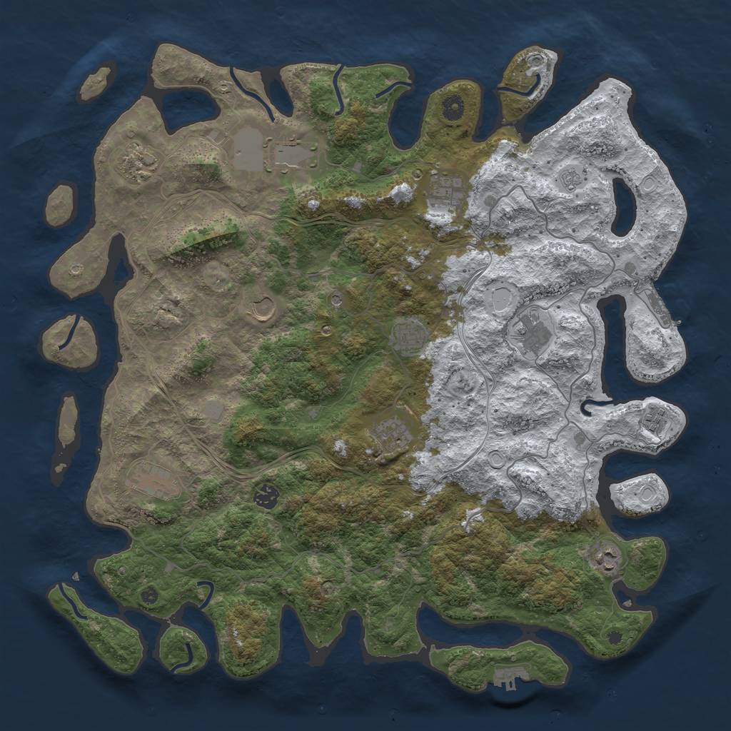 Rust Map: Procedural Map, Size: 4500, Seed: 90384973, 20 Monuments