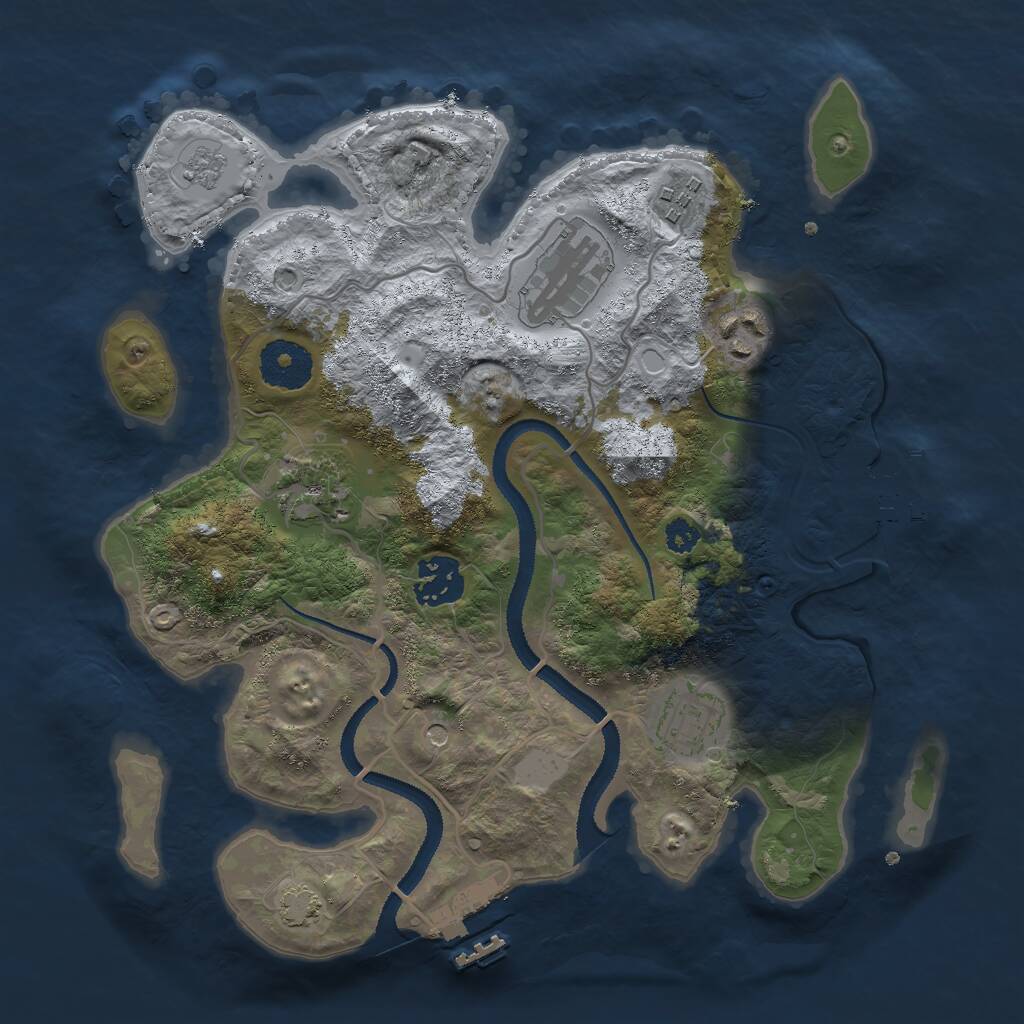 Rust Map: Procedural Map, Size: 3000, Seed: 1247605042, 12 Monuments