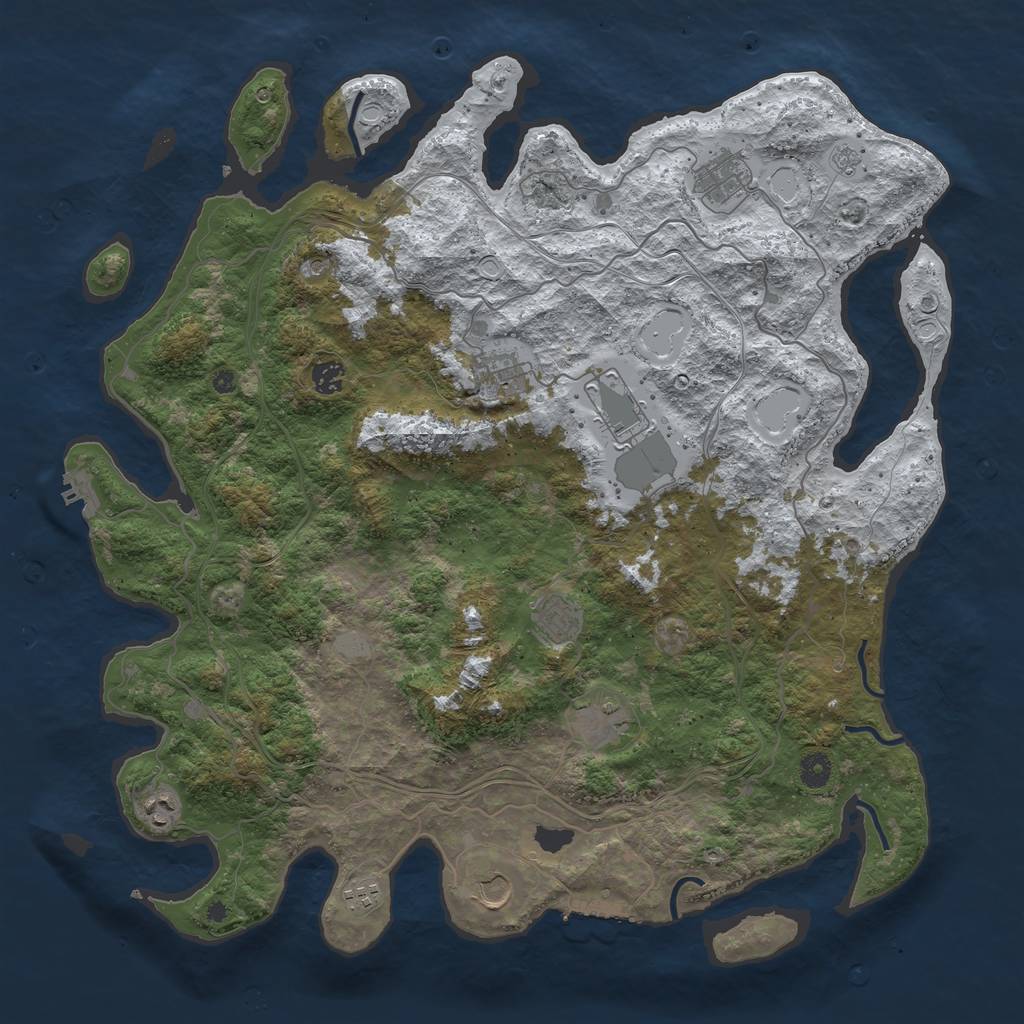 Rust Map: Procedural Map, Size: 4500, Seed: 2296887, 18 Monuments