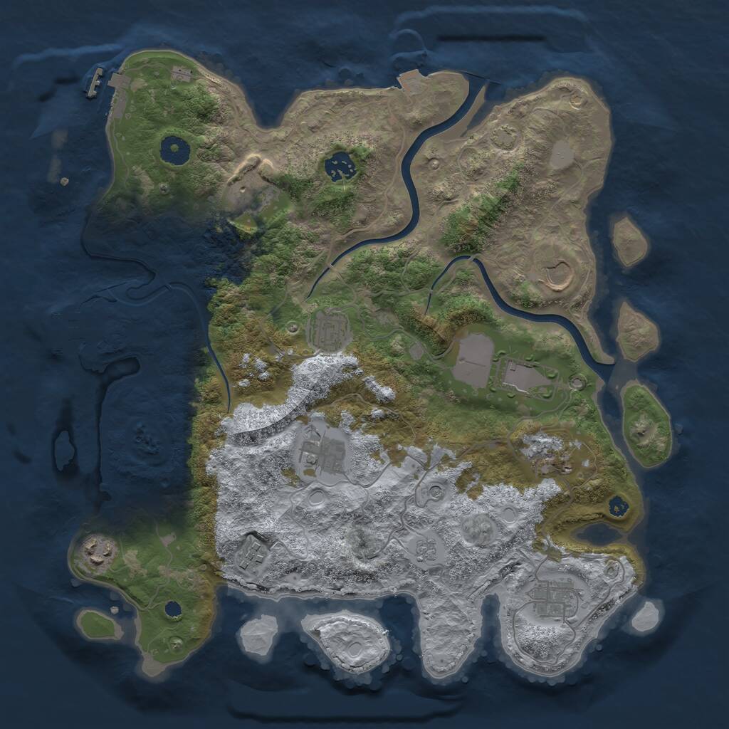 Rust Map: Procedural Map, Size: 3700, Seed: 648965262, 16 Monuments