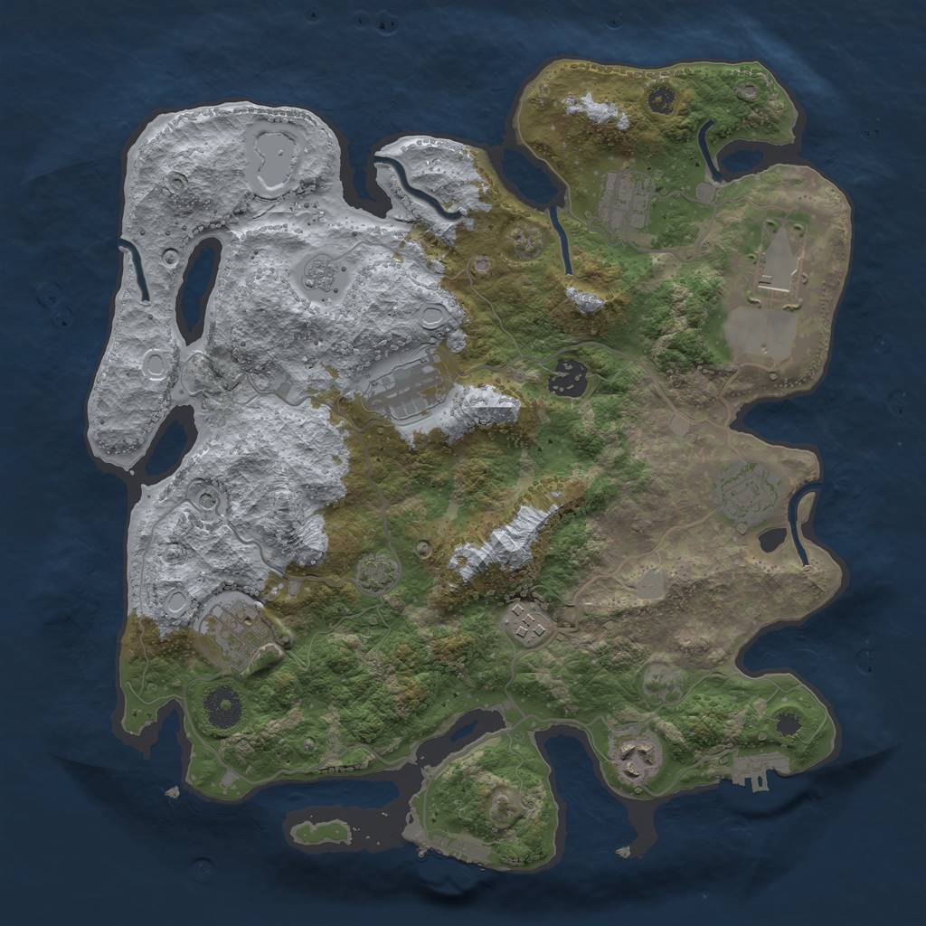 Rust Map: Procedural Map, Size: 3500, Seed: 929442906, 16 Monuments