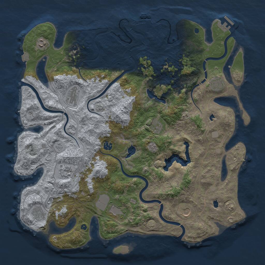 Rust Map: Procedural Map, Size: 4500, Seed: 1245726423, 16 Monuments