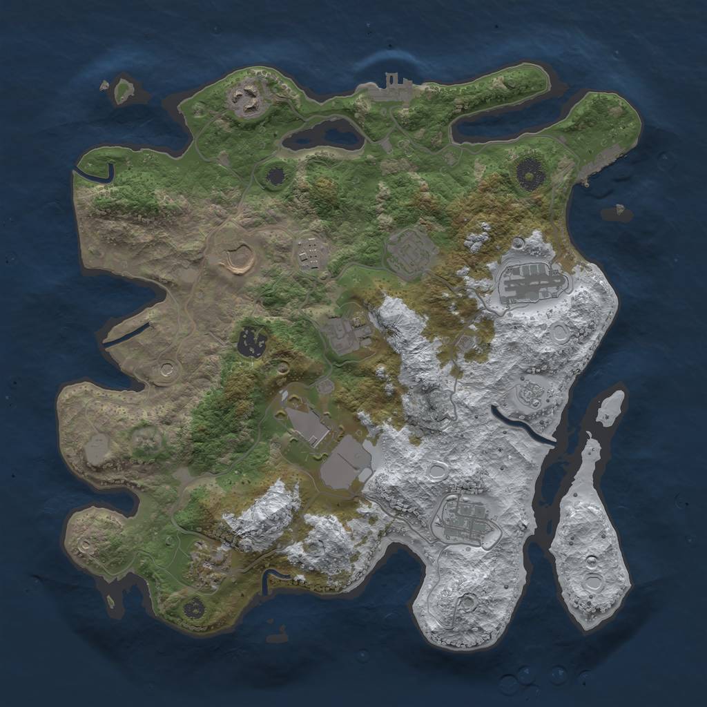 Rust Map: Procedural Map, Size: 3500, Seed: 1697859508, 19 Monuments
