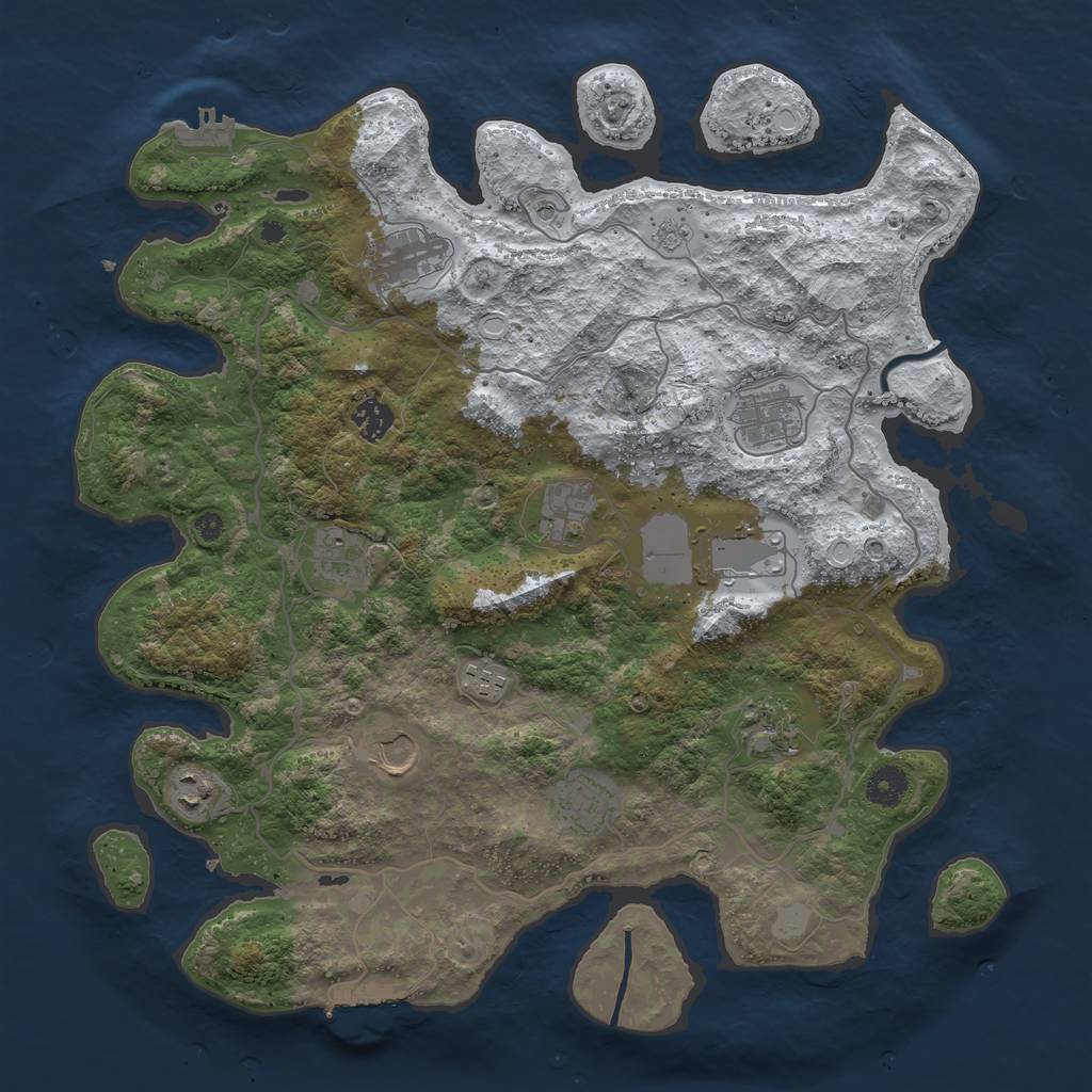 Rust Map: Procedural Map, Size: 4000, Seed: 1231231, 20 Monuments