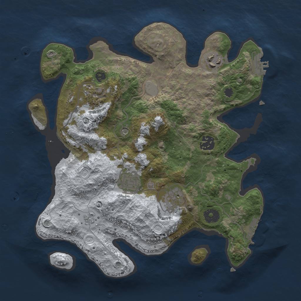 Rust Map: Procedural Map, Size: 3000, Seed: 35632, 14 Monuments