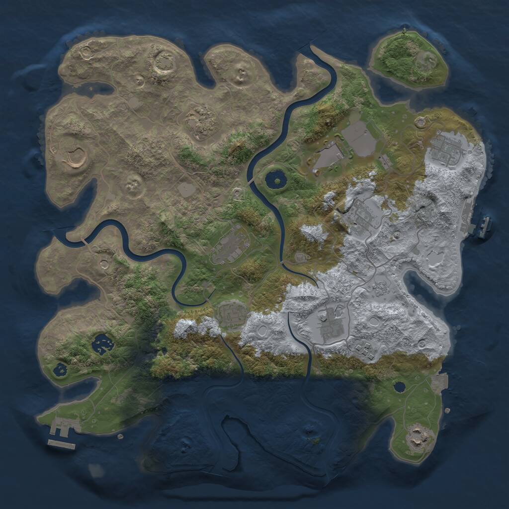 Rust Map: Procedural Map, Size: 3750, Seed: 1921422550, 17 Monuments