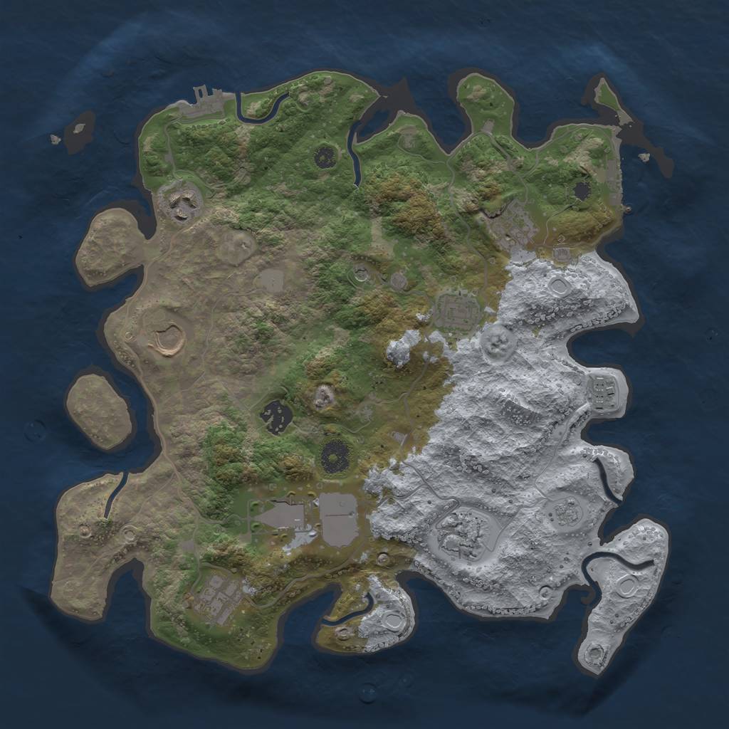 Rust Map: Procedural Map, Size: 3500, Seed: 153786657, 18 Monuments