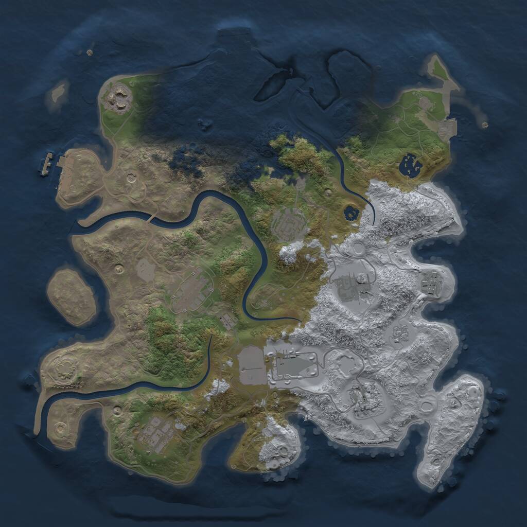 Rust Map: Procedural Map, Size: 3500, Seed: 153786657, 15 Monuments