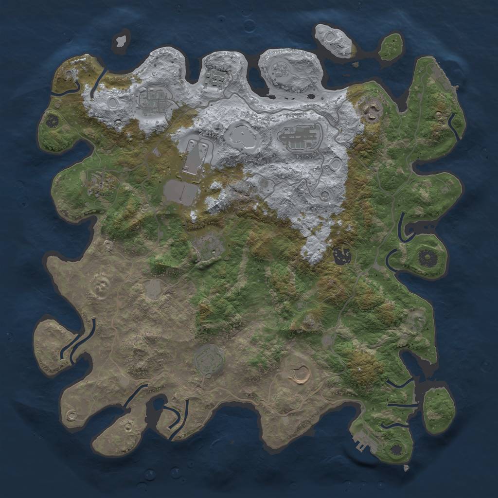 Rust Map: Procedural Map, Size: 4000, Seed: 214626246, 19 Monuments