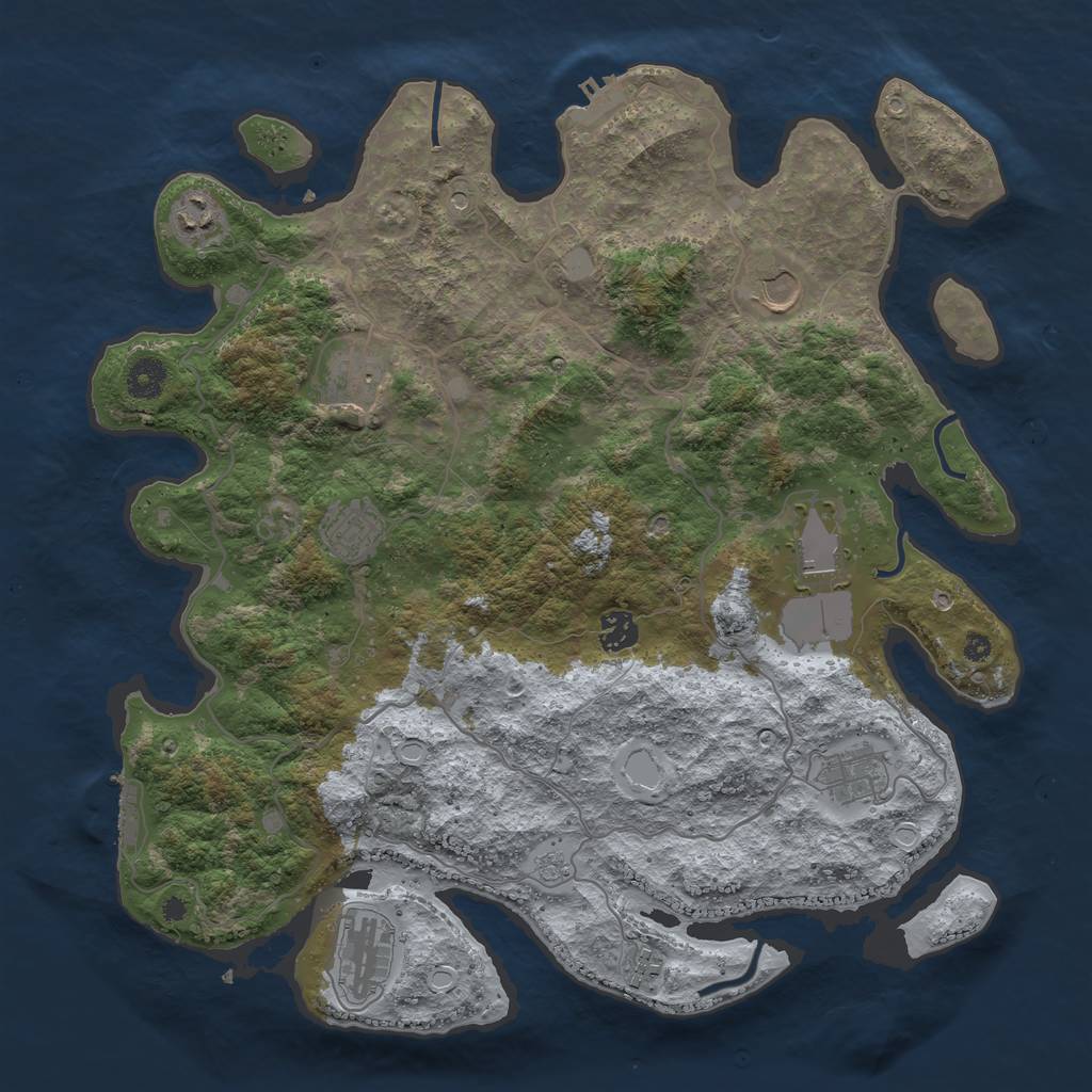 Rust Map: Procedural Map, Size: 4000, Seed: 220983, 18 Monuments
