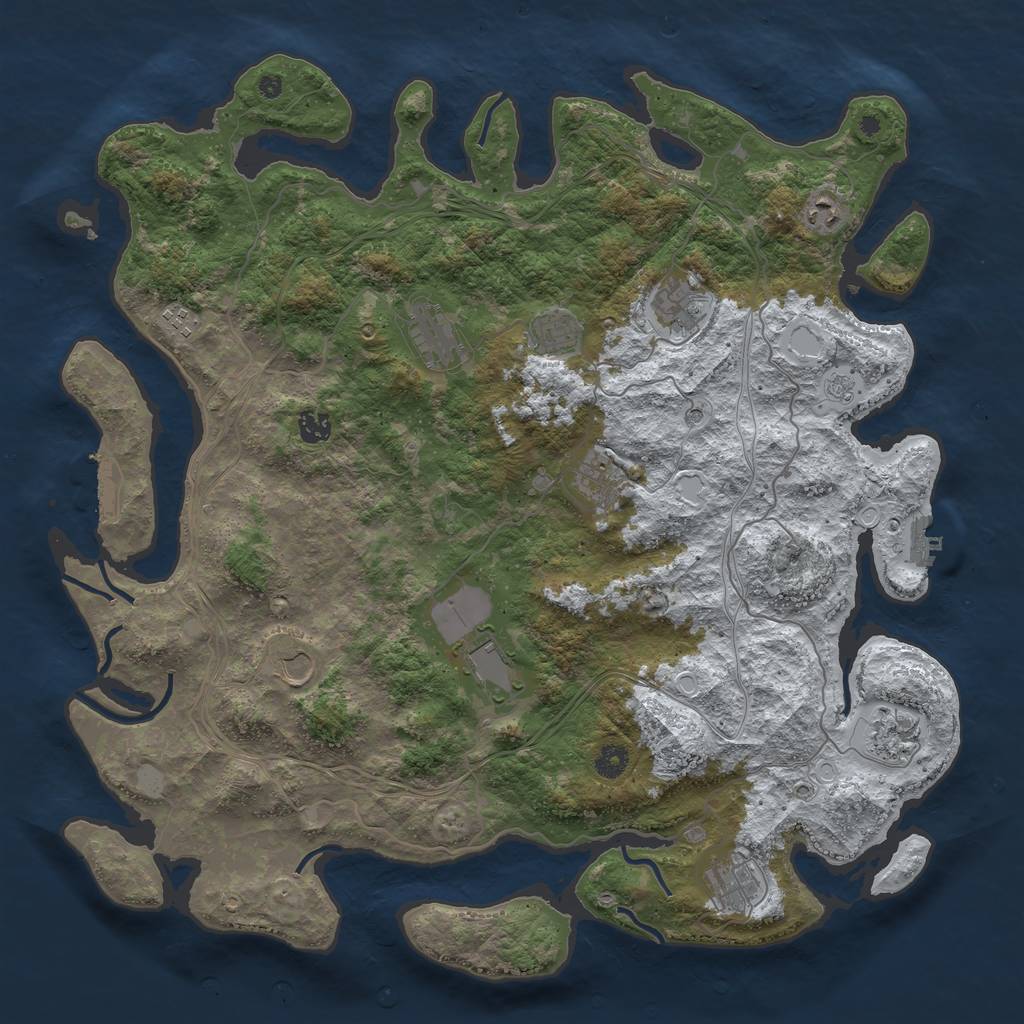 Rust Map: Procedural Map, Size: 4500, Seed: 553821579, 20 Monuments