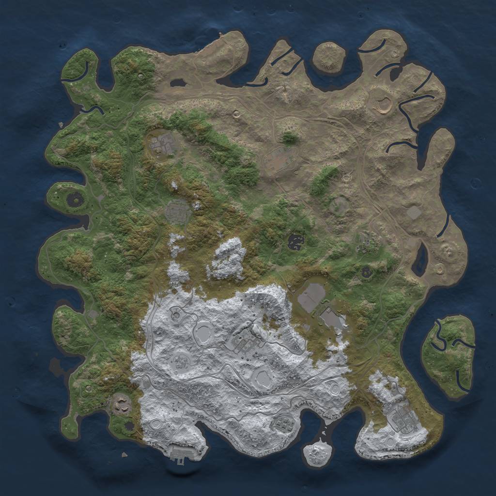 Rust Map: Procedural Map, Size: 4500, Seed: 635342867, 20 Monuments