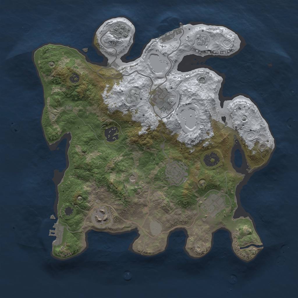 Rust Map: Procedural Map, Size: 3000, Seed: 1195177106, 15 Monuments