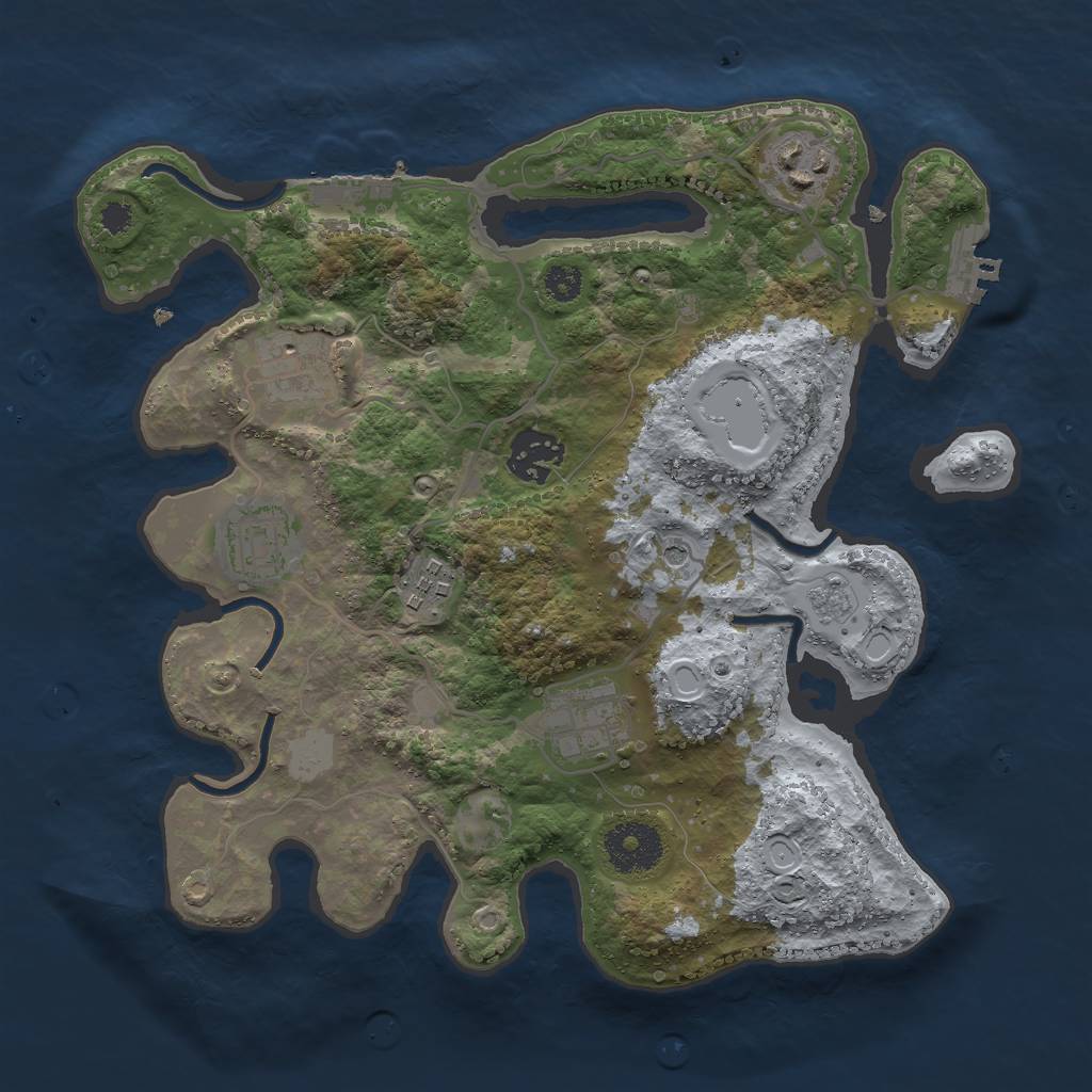 Rust Map: Procedural Map, Size: 3000, Seed: 687763796, 15 Monuments