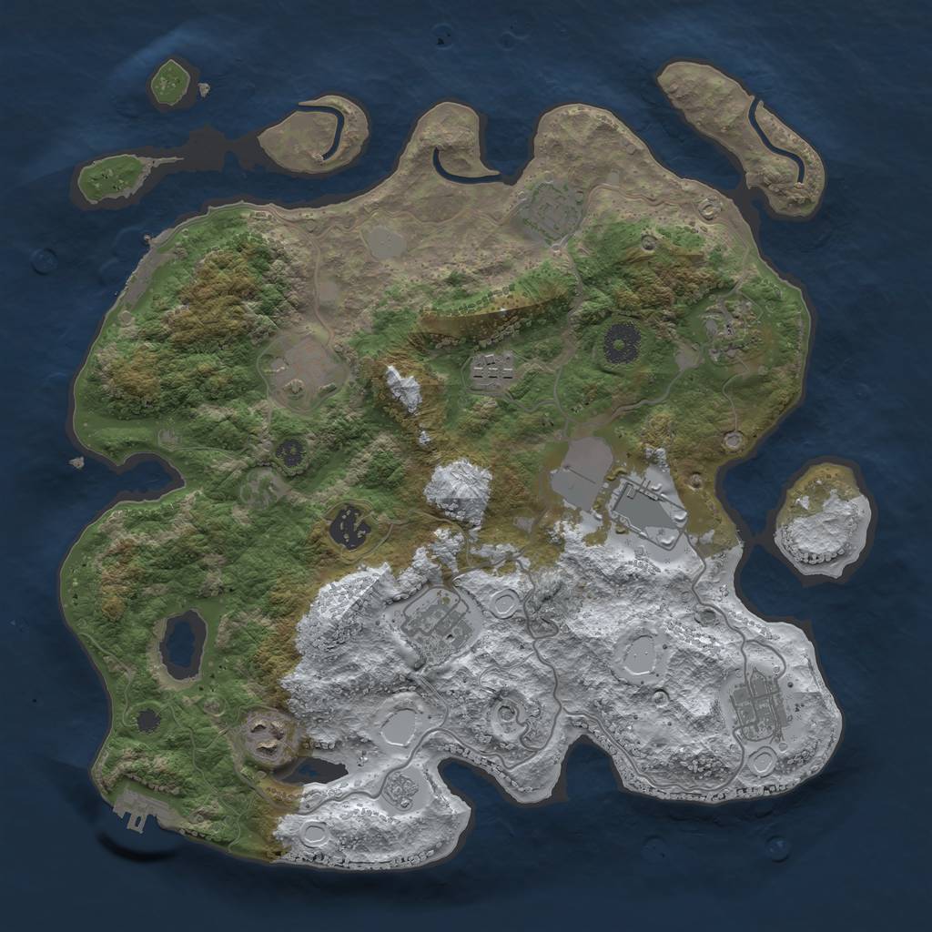 Rust Map: Procedural Map, Size: 3500, Seed: 401866466, 18 Monuments