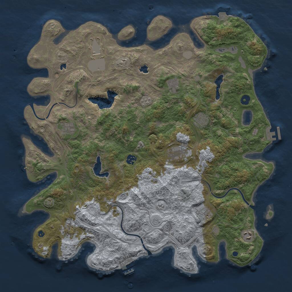 Rust Map: Procedural Map, Size: 4500, Seed: 8644273, 16 Monuments