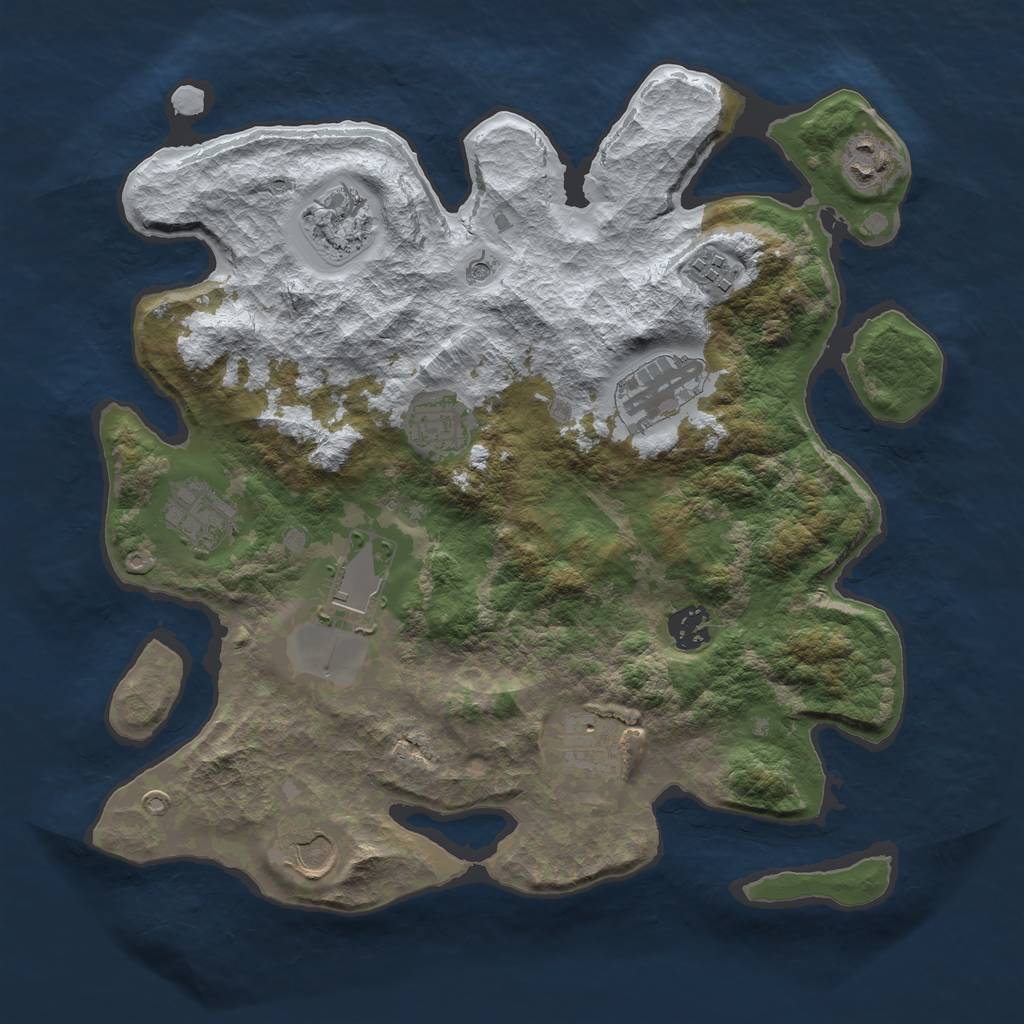 Rust Map: Barren, Size: 3500, Seed: 1389120001, 13 Monuments