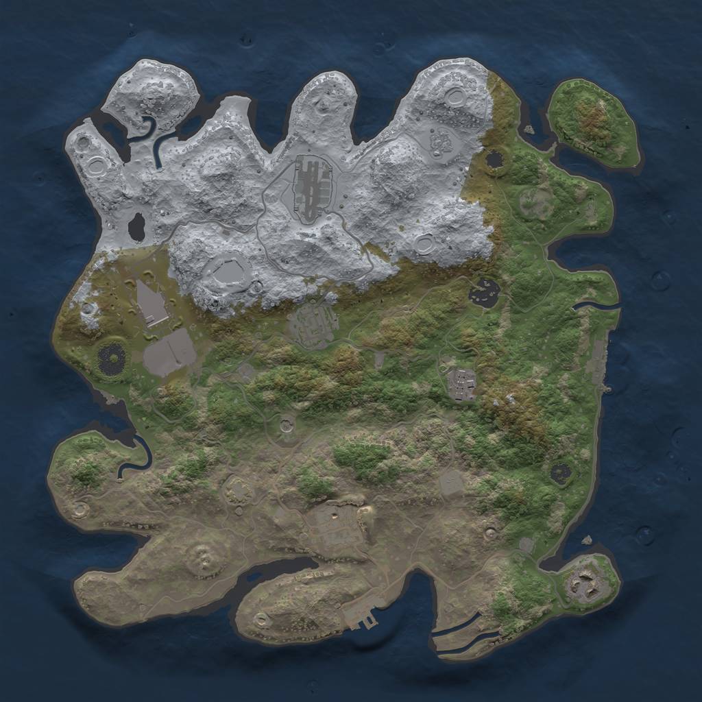 Rust Map: Procedural Map, Size: 3500, Seed: 745187505, 15 Monuments