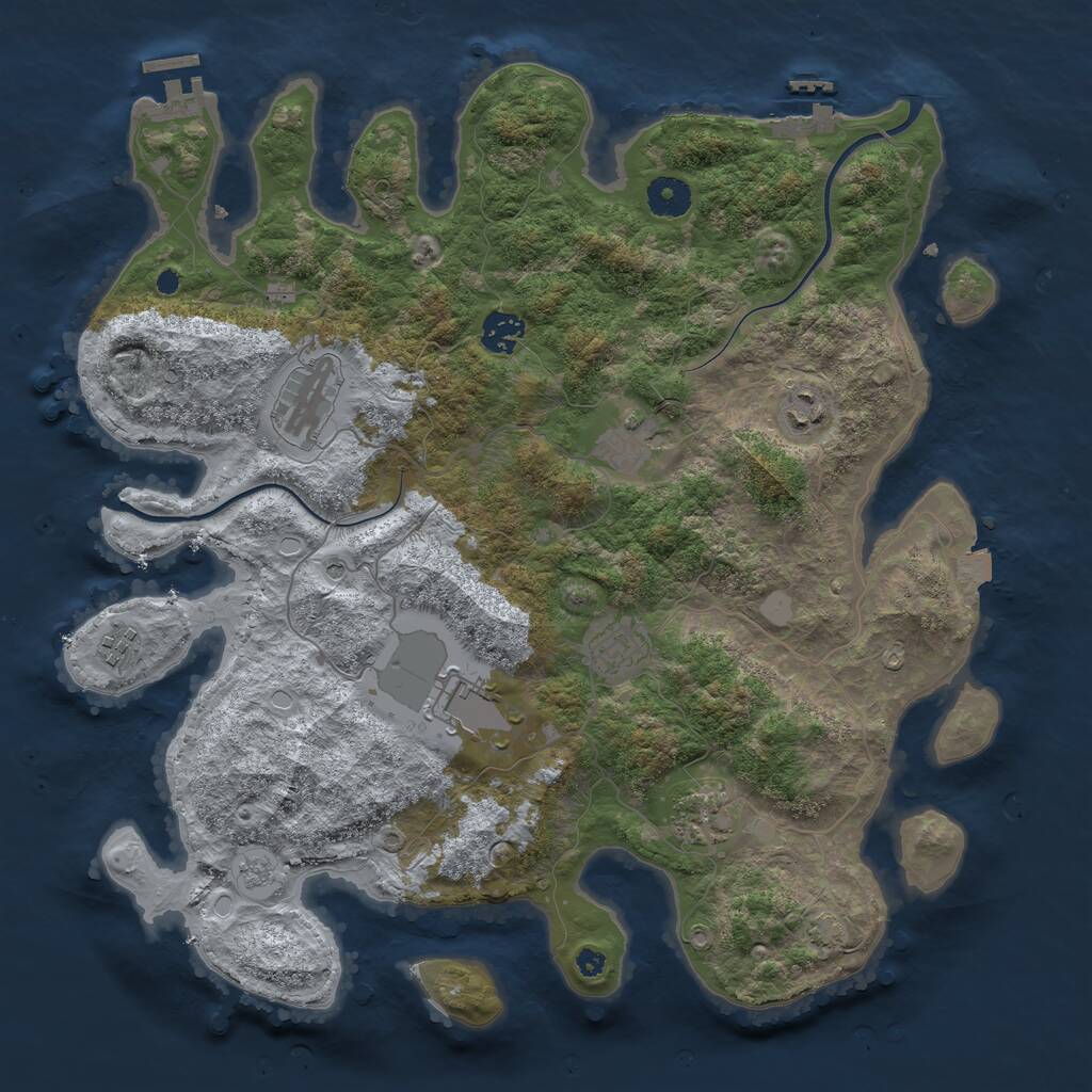 Rust Map: Procedural Map, Size: 3850, Seed: 247612950, 14 Monuments