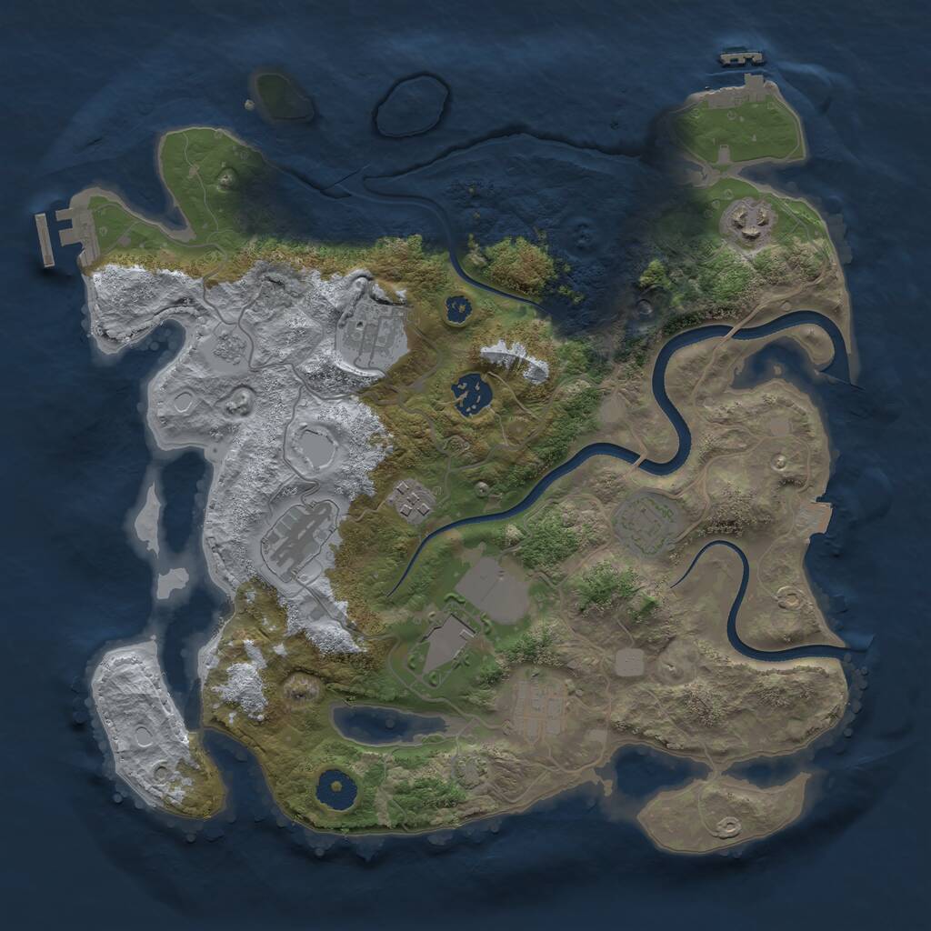 Rust Map: Procedural Map, Size: 3500, Seed: 61252312, 14 Monuments