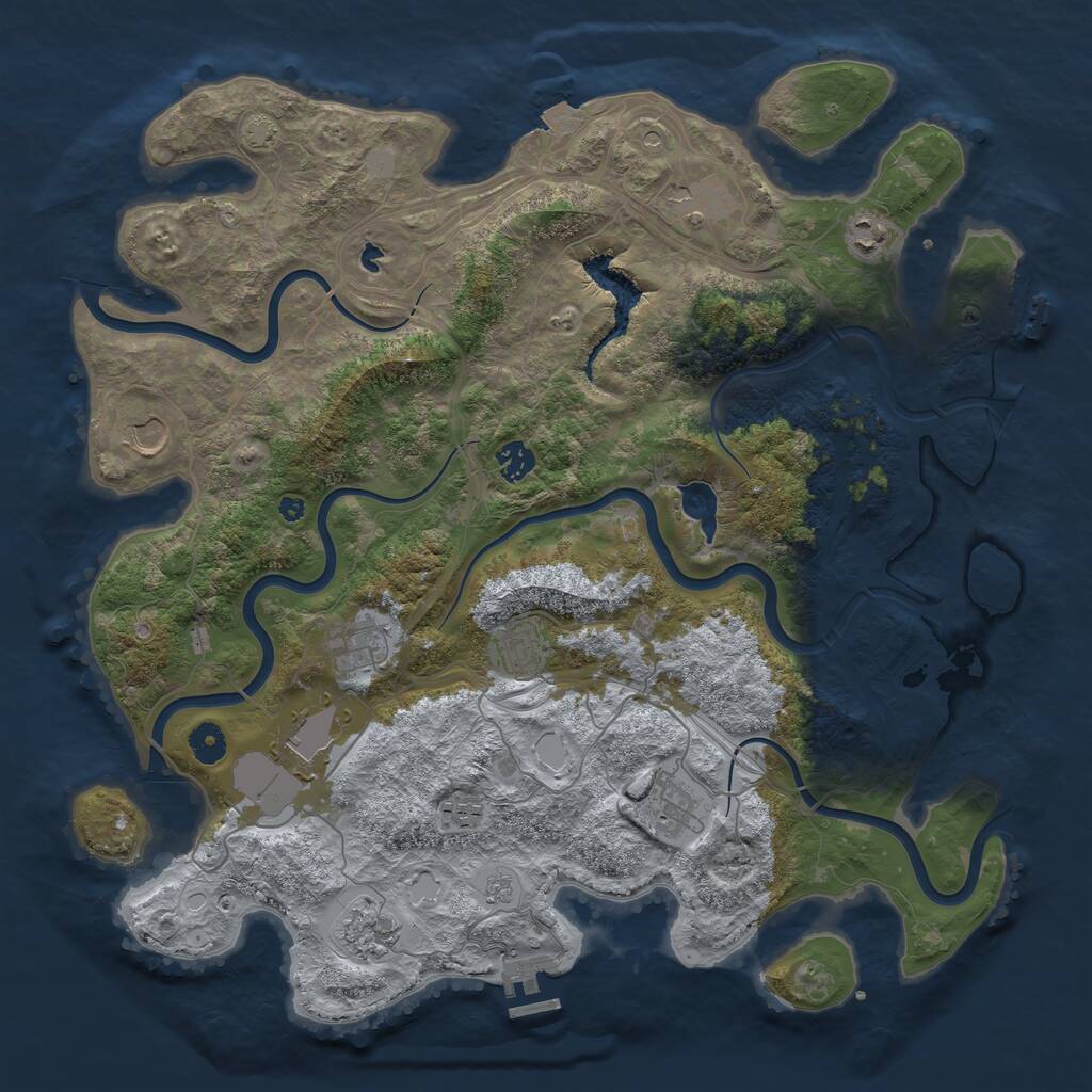 Rust Map: Procedural Map, Size: 4250, Seed: 1010682426, 16 Monuments