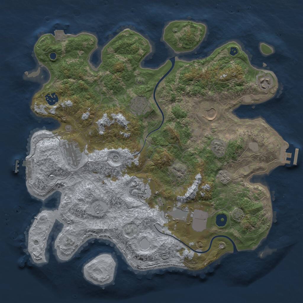 Rust Map: Procedural Map, Size: 3700, Seed: 639583094, 14 Monuments