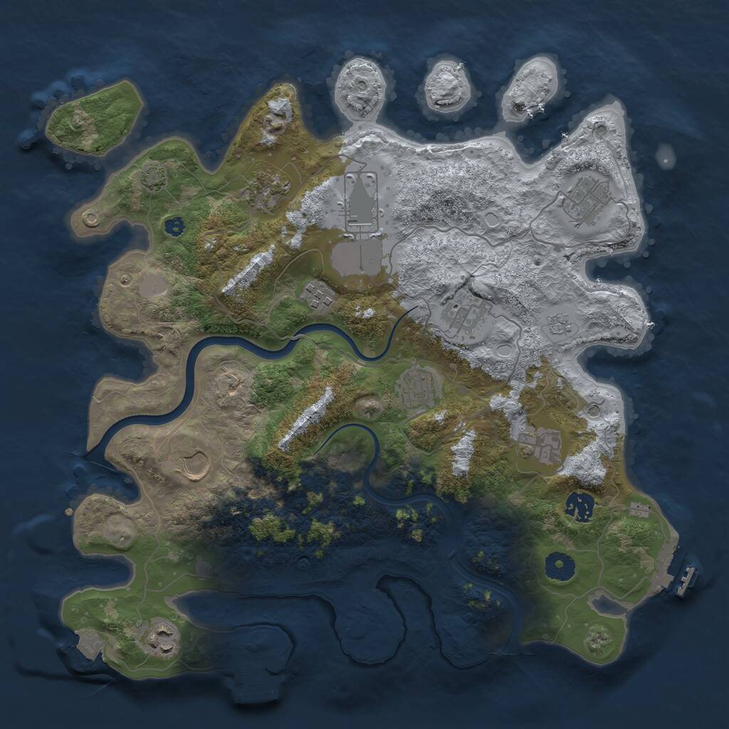 Rust Map: Procedural Map, Size: 3700, Seed: 1778973875, 16 Monuments