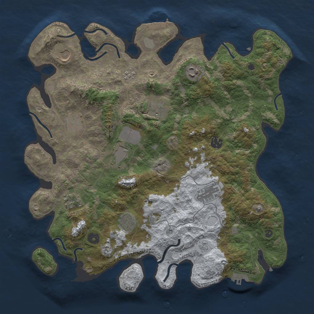 Rust Map: Procedural Map, Size: 3950, Seed: 299345002, 19 Monuments