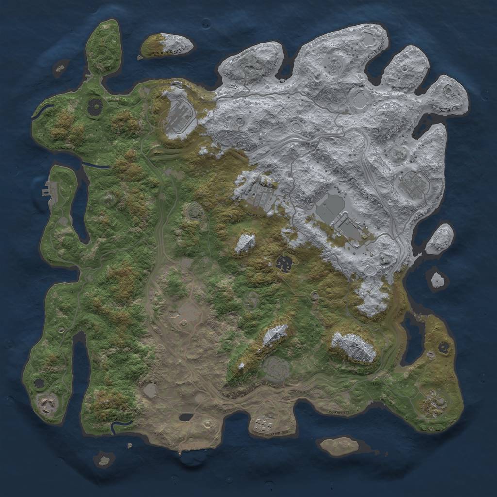 Rust Map: Procedural Map, Size: 4500, Seed: 596022299, 18 Monuments