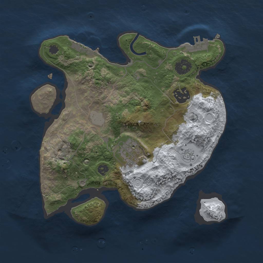Rust Map: Procedural Map, Size: 2500, Seed: 2929, 10 Monuments