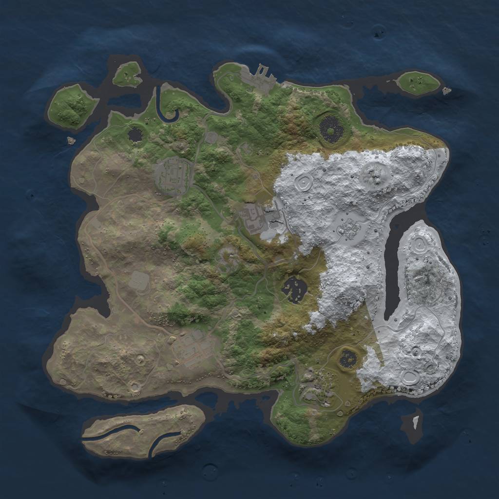 Rust Map: Procedural Map, Size: 3000, Seed: 4278602, 12 Monuments
