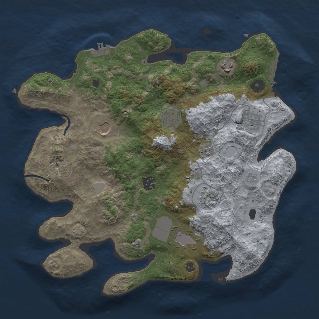 Rust Map: Procedural Map, Size: 3500, Seed: 3538983, 15 Monuments