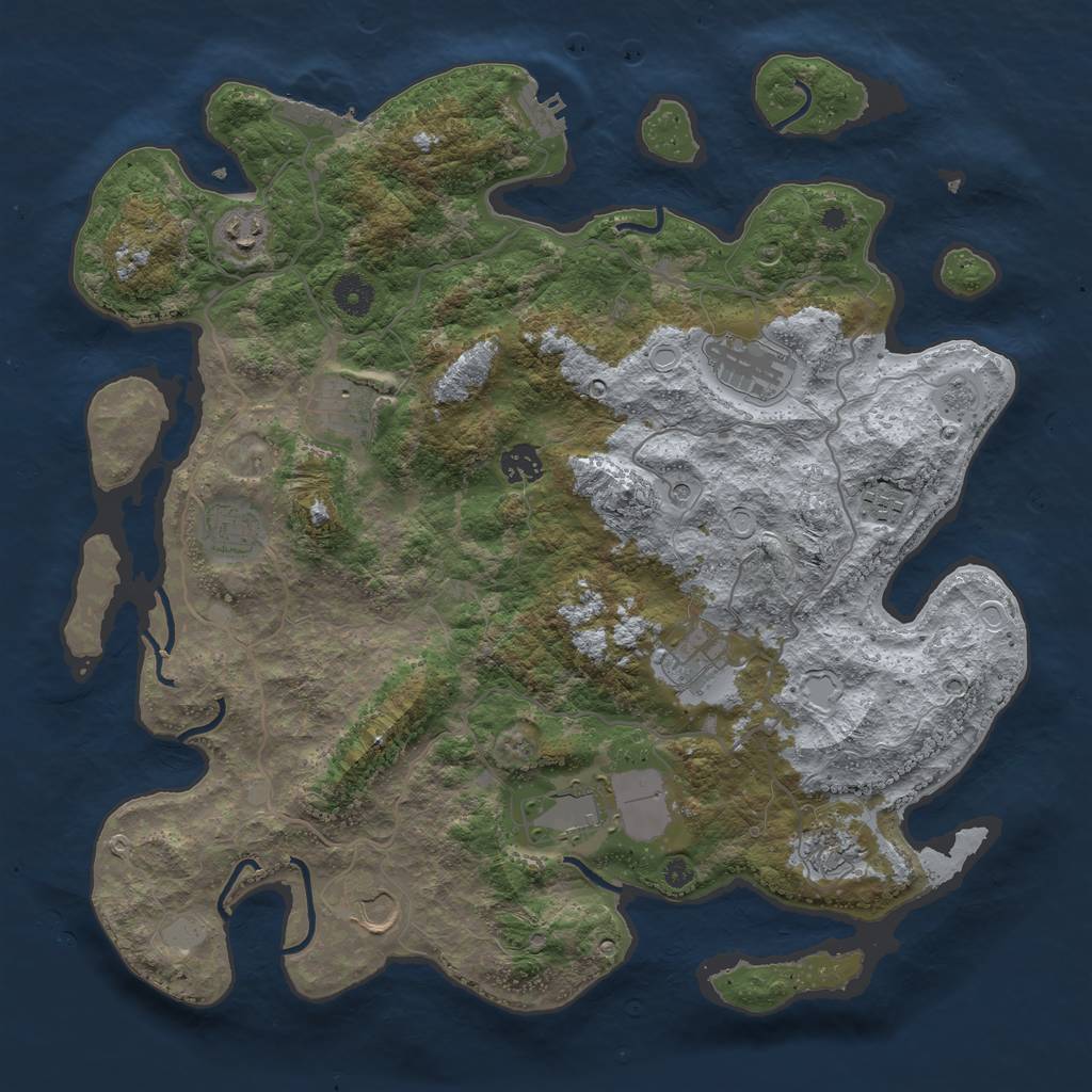 Rust Map: Procedural Map, Size: 4000, Seed: 1451672807, 17 Monuments