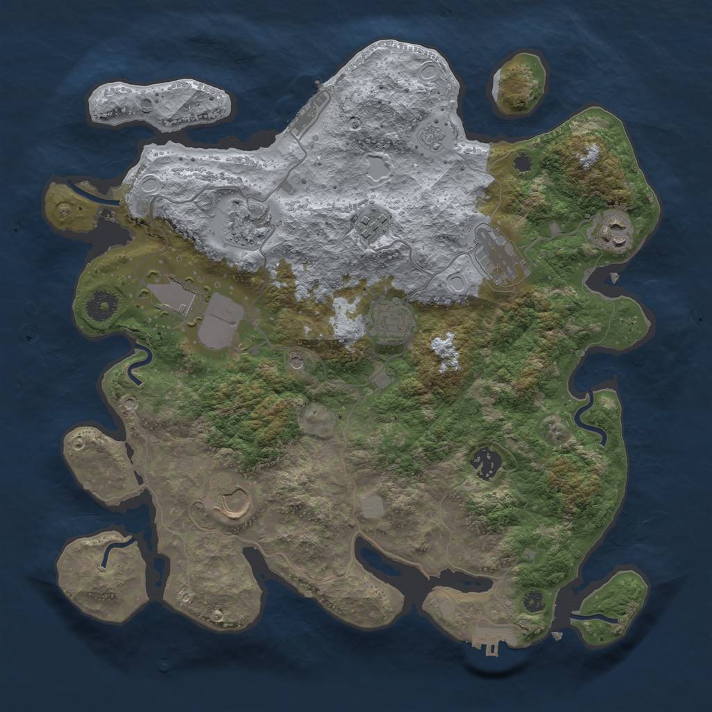 Rust Map: Procedural Map, Size: 3500, Seed: 594744330, 15 Monuments