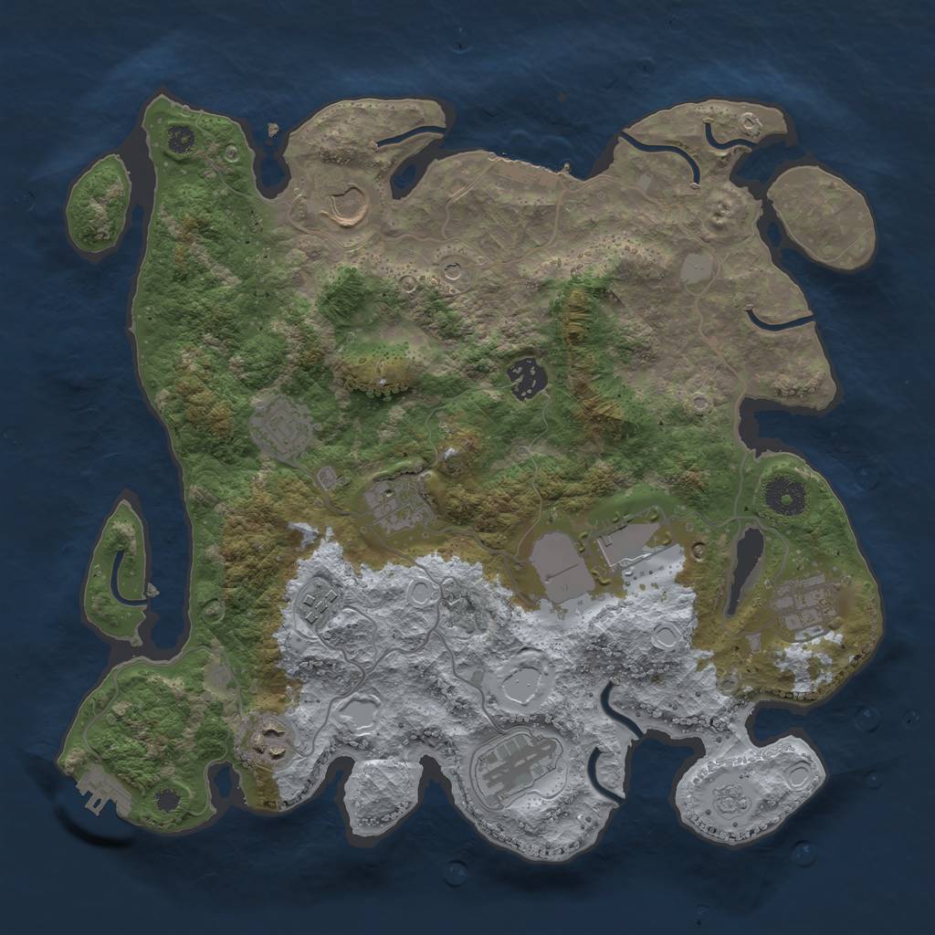 Rust Map: Procedural Map, Size: 3500, Seed: 300617506, 16 Monuments