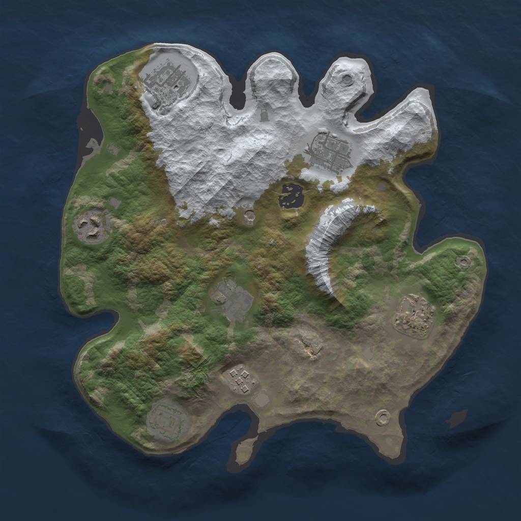 Rust Map: Barren, Size: 3000, Seed: 145810106, 11 Monuments