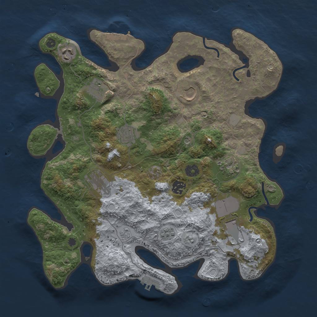 Rust Map: Procedural Map, Size: 3500, Seed: 969054916, 16 Monuments