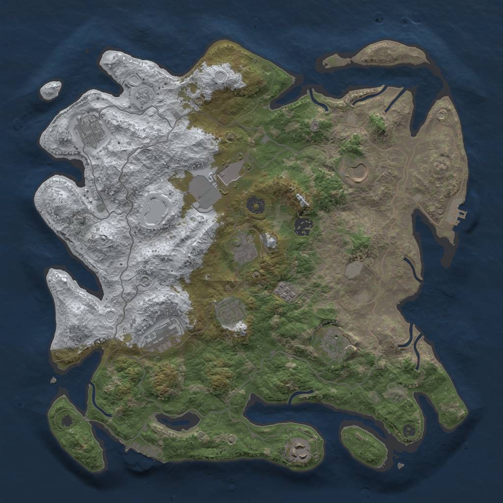 Rust Map: Procedural Map, Size: 4000, Seed: 16520, 19 Monuments