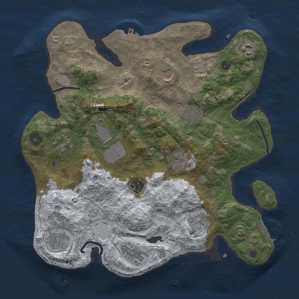 Rust Map: Procedural Map, Size: 3500, Seed: 1295331190, 20 Monuments