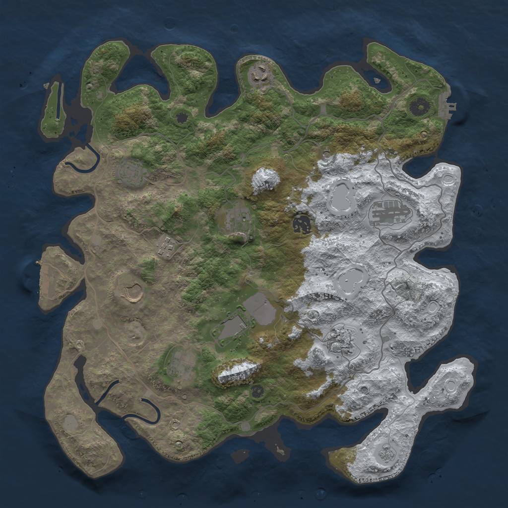 Rust Map: Procedural Map, Size: 4000, Seed: 47524, 19 Monuments