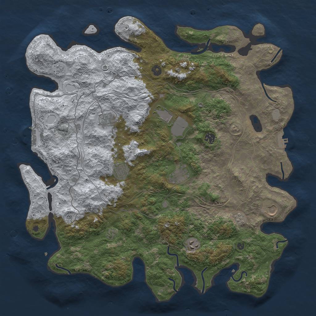 Rust Map: Procedural Map, Size: 4500, Seed: 206332320, 17 Monuments