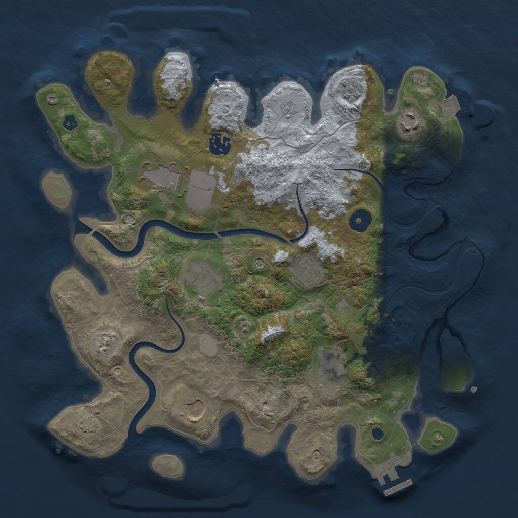 Rust Map: Procedural Map, Size: 3500, Seed: 1461446854, 13 Monuments