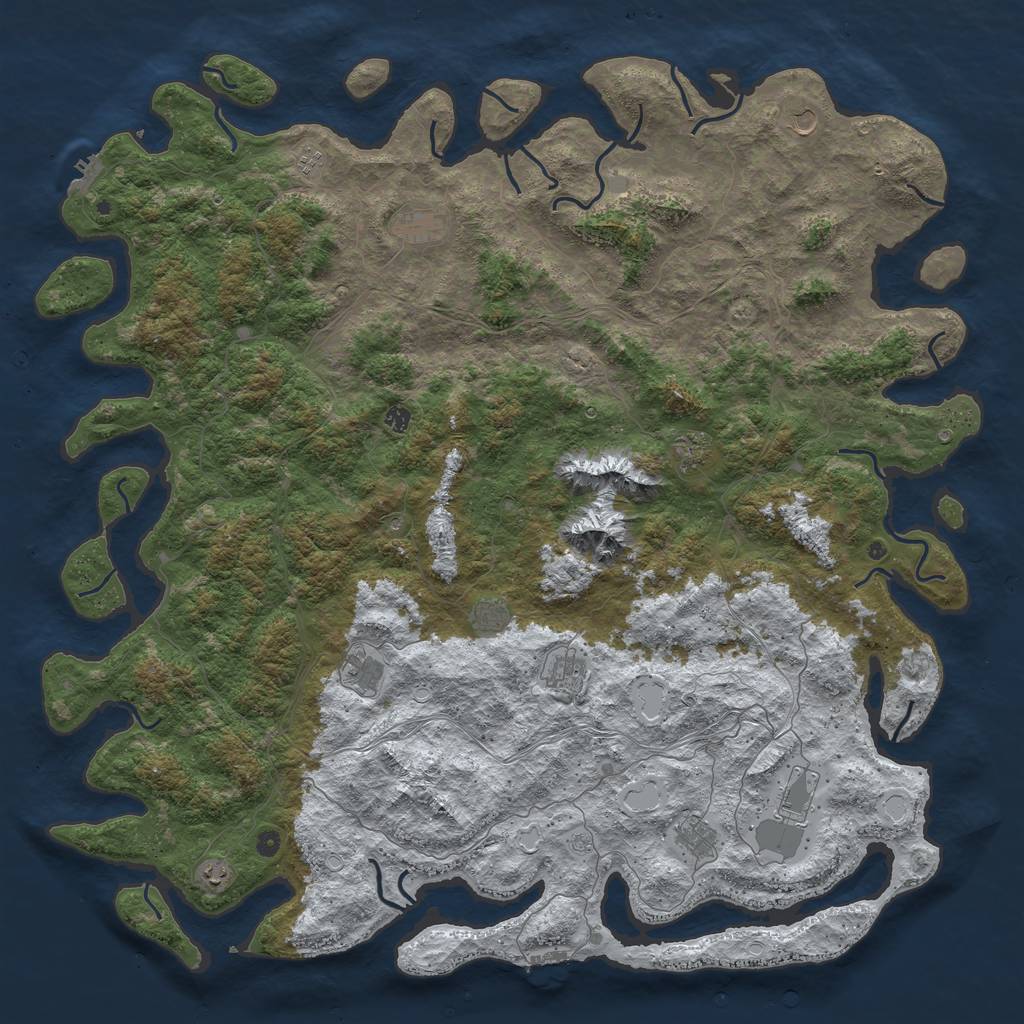 Rust Map: Procedural Map, Size: 6000, Seed: 565923, 20 Monuments