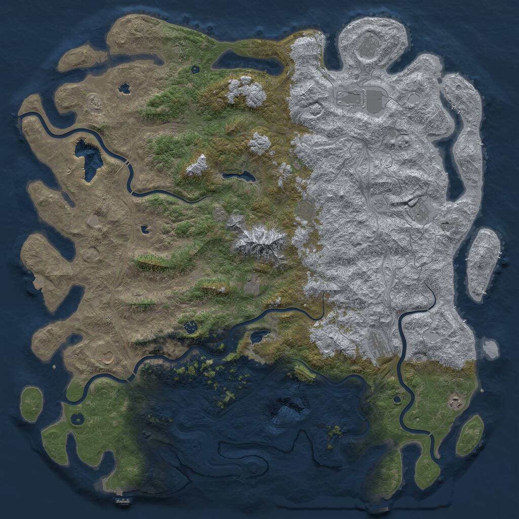 Rust Map: Procedural Map, Size: 6000, Seed: 221340, 17 Monuments
