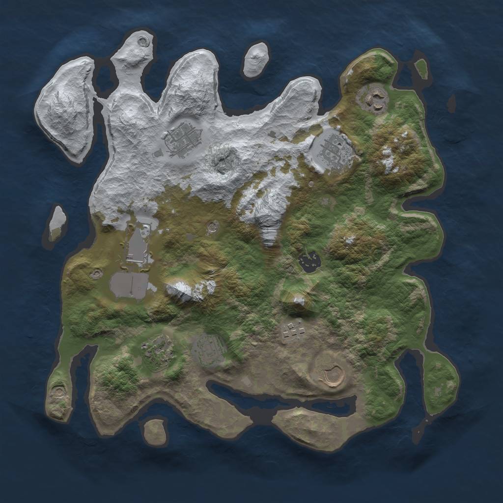 Rust Map: Barren, Size: 3500, Seed: 1938059375, 12 Monuments